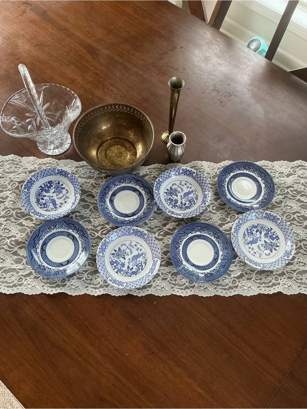Churchill Staffordshire Mixed Lot Saucers Small Bowls Blue White Transferware